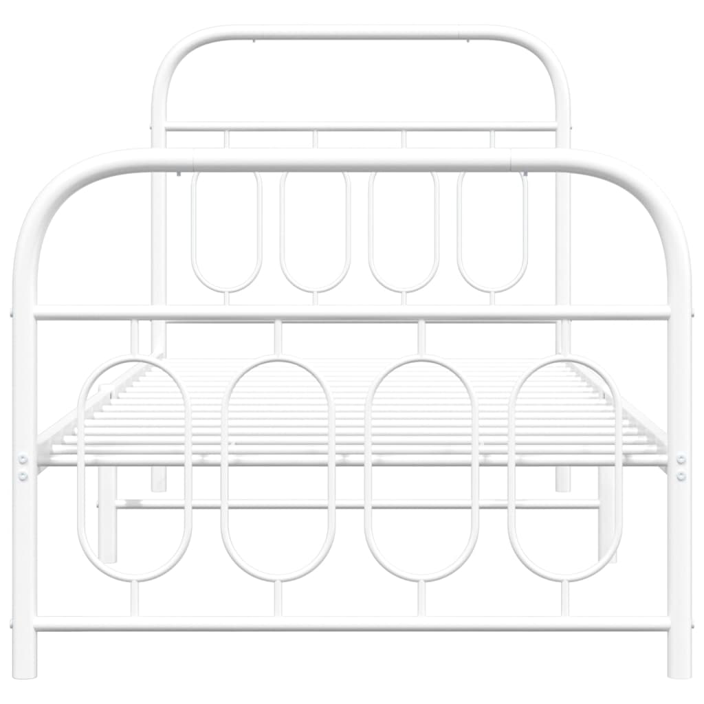Metal Bed Frame without Mattress with Footboard White 90x200cm