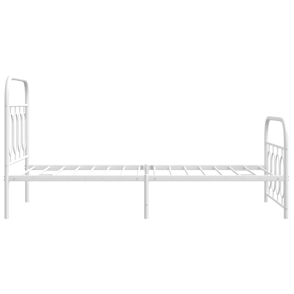 Metal Bed Frame without Mattress with Footboard White 90x200cm