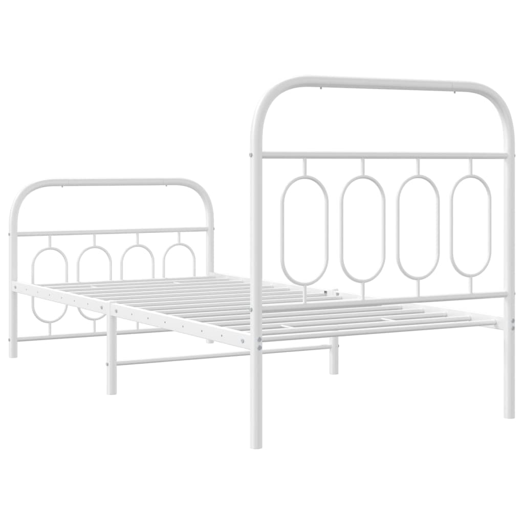 Metal Bed Frame without Mattress with Footboard White 90x200cm