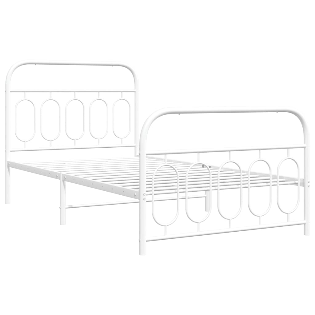 vidaXL Metal Bed Frame without Mattress with Footboard White 100x200cm