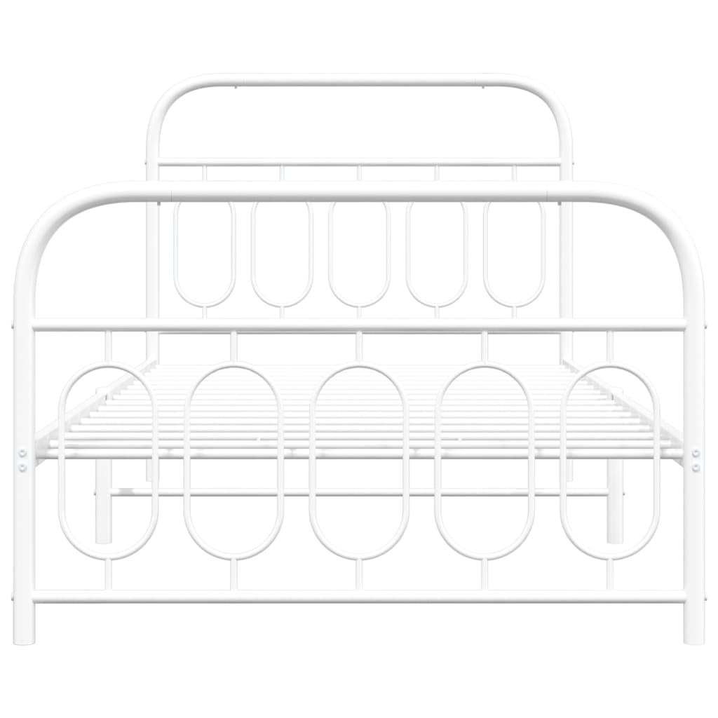 vidaXL Metal Bed Frame without Mattress with Footboard White 100x200cm