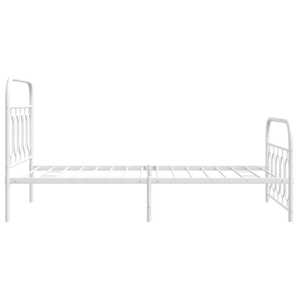 vidaXL Metal Bed Frame without Mattress with Footboard White 100x200cm