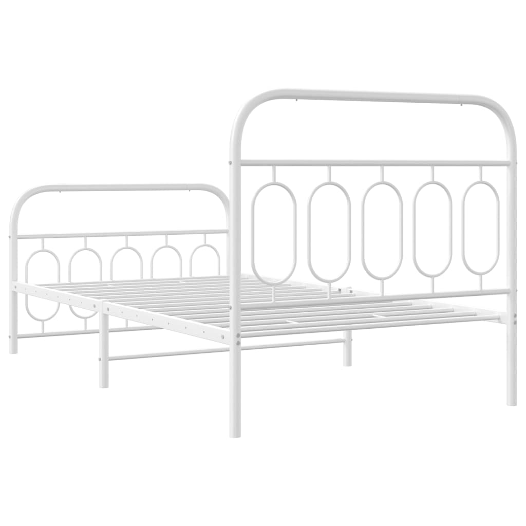 vidaXL Metal Bed Frame without Mattress with Footboard White 100x200cm