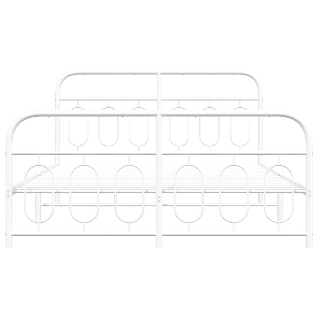 Metal Bed Frame without Mattress with Footboard White 140x190cm