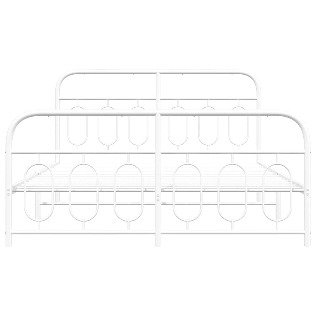 Metal Bed Frame without Mattress with Footboard White 140x200cm