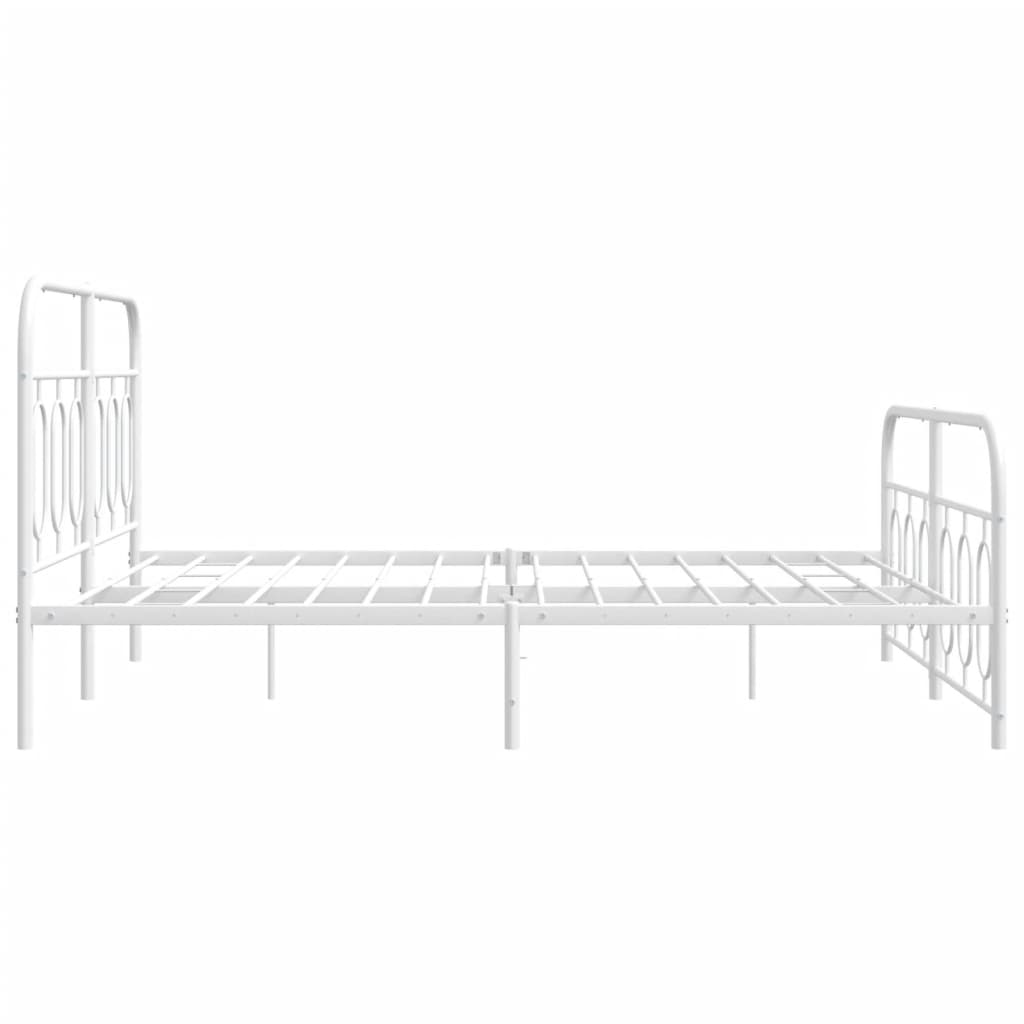 Metal Bed Frame without Mattress with Footboard White 140x200cm