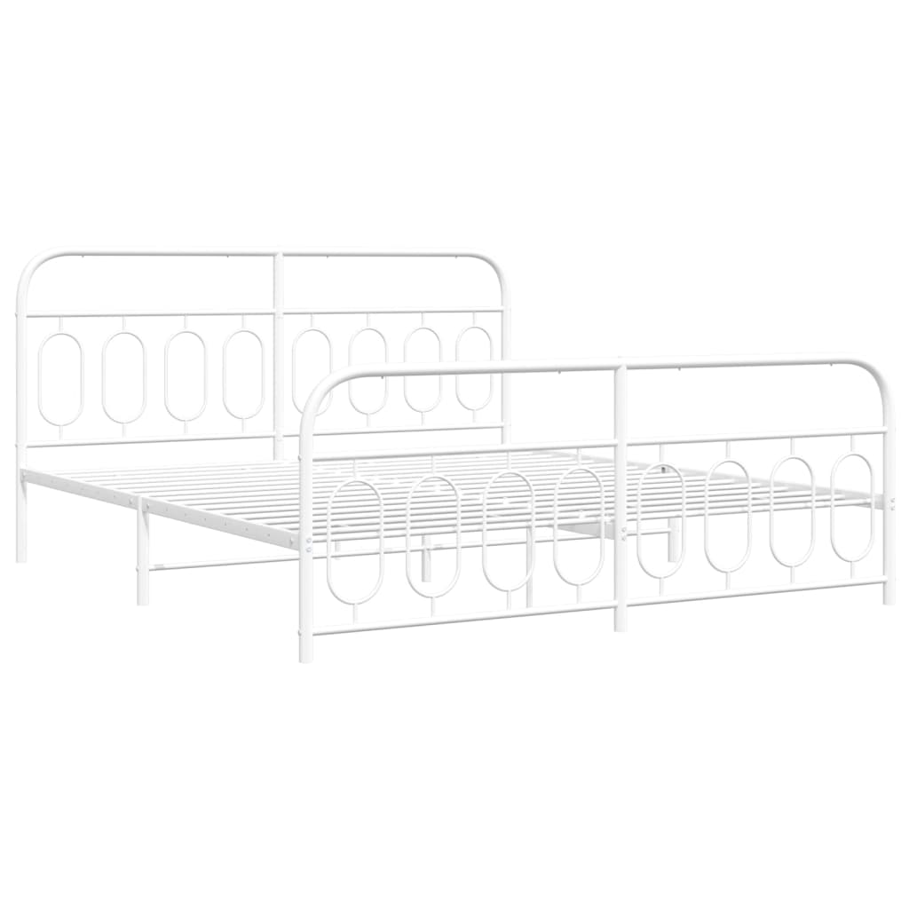 vidaXL Metal Bed Frame without Mattress with Footboard White 160x200cm