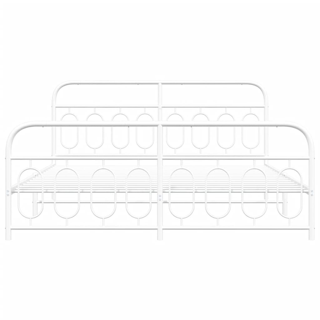 vidaXL Metal Bed Frame without Mattress with Footboard White 160x200cm