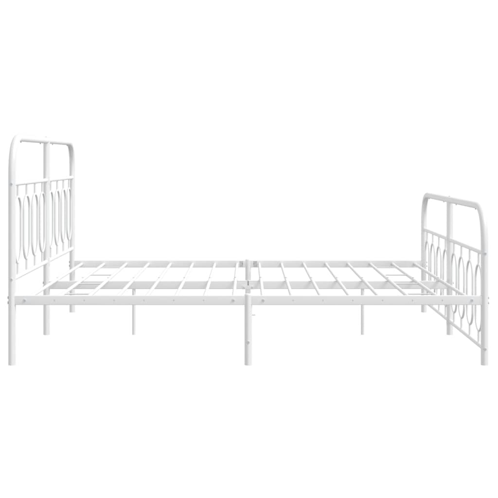 vidaXL Metal Bed Frame without Mattress with Footboard White 160x200cm