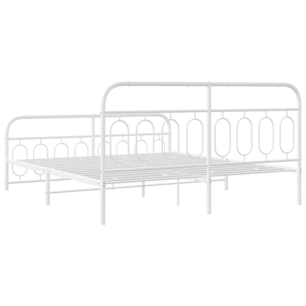 vidaXL Metal Bed Frame without Mattress with Footboard White 160x200cm