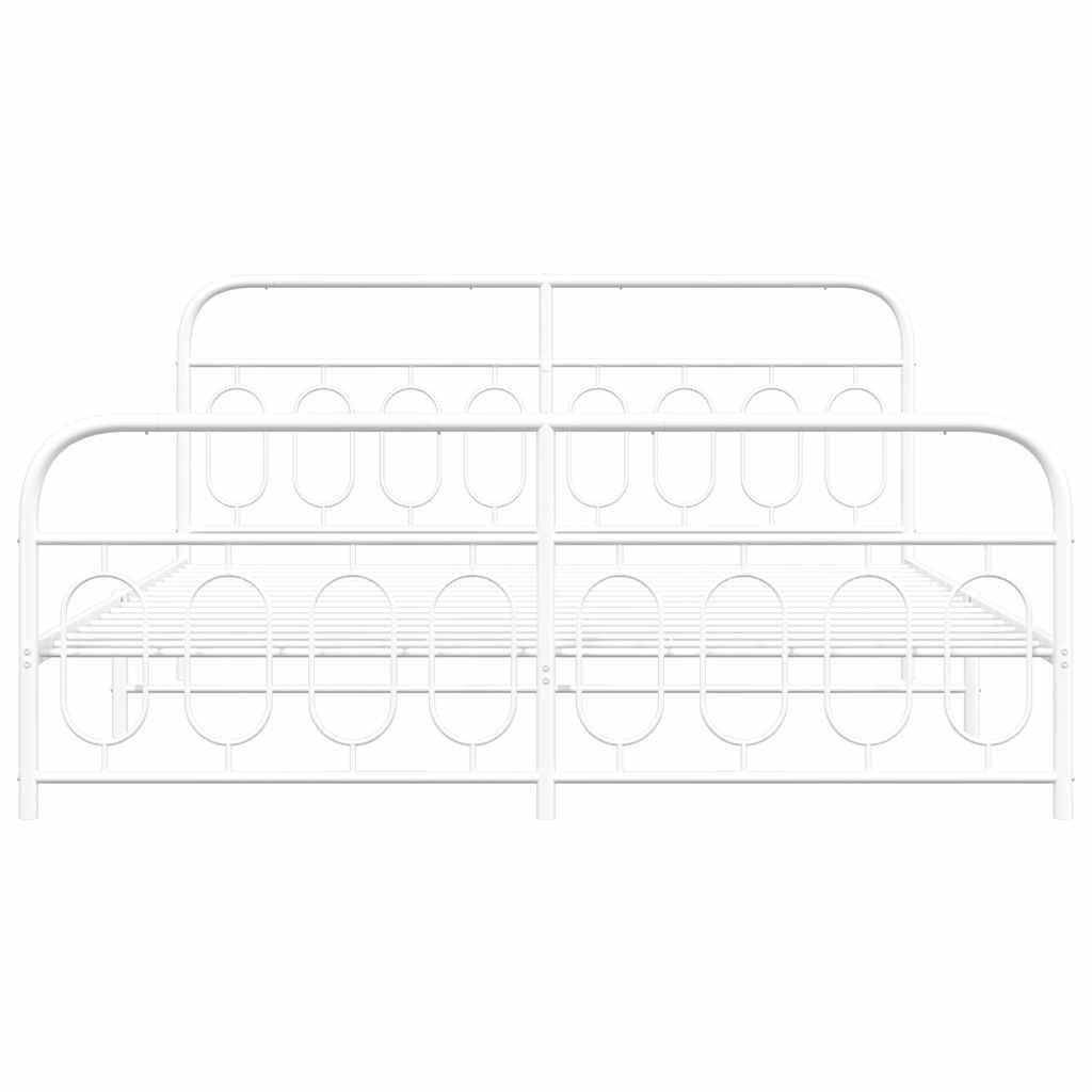 Metal Bed Frame without Mattress with Footboard White 183x213cm