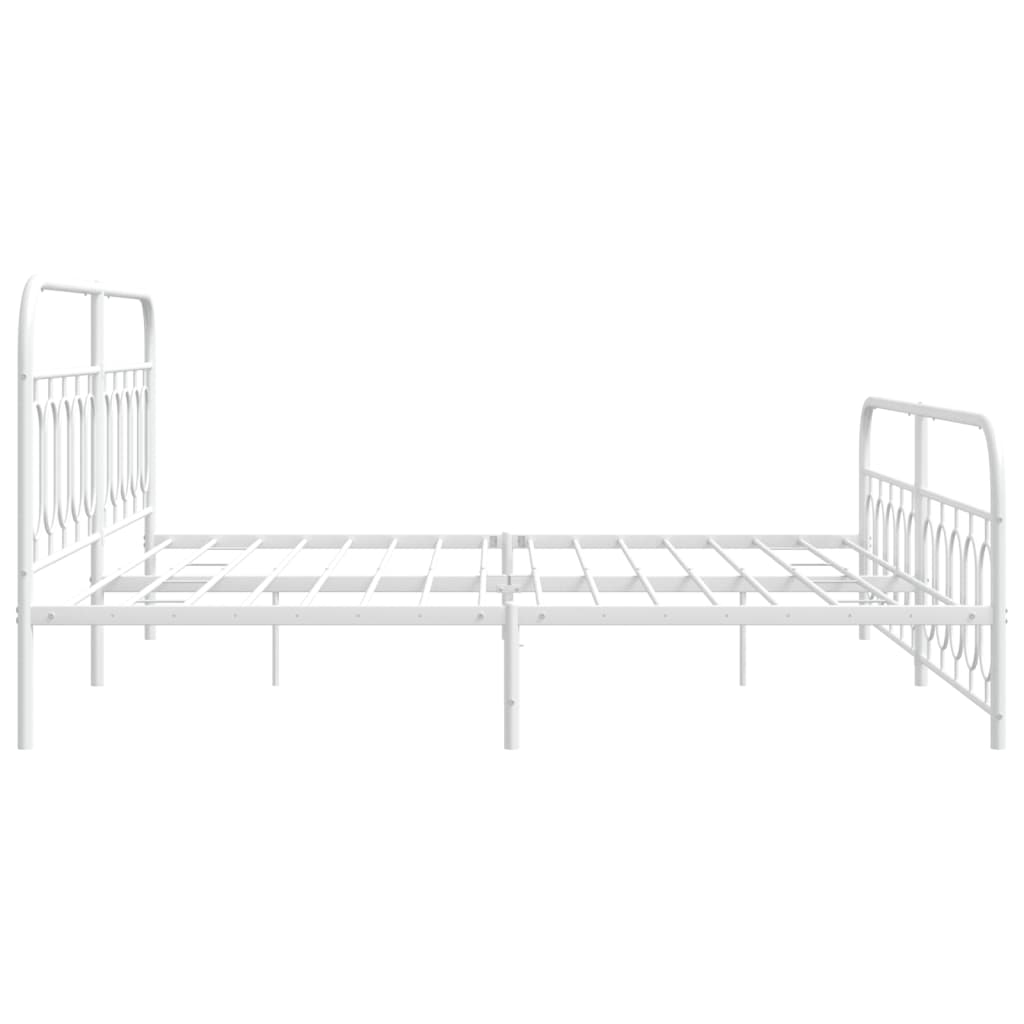 Metal Bed Frame without Mattress with Footboard White 200x200cm