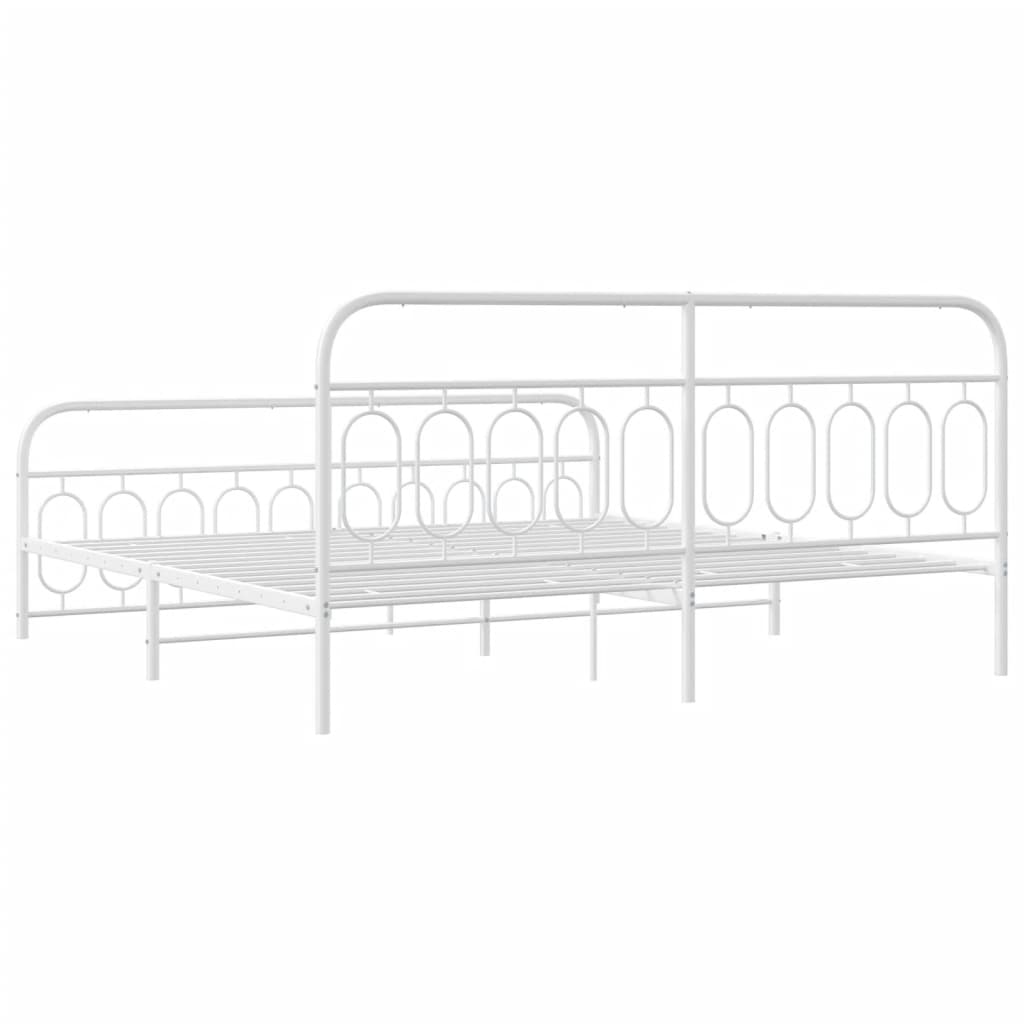 Metal Bed Frame without Mattress with Footboard White 200x200cm