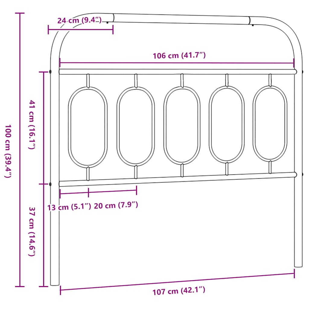 Metal Replace Headboard White 107 cm
