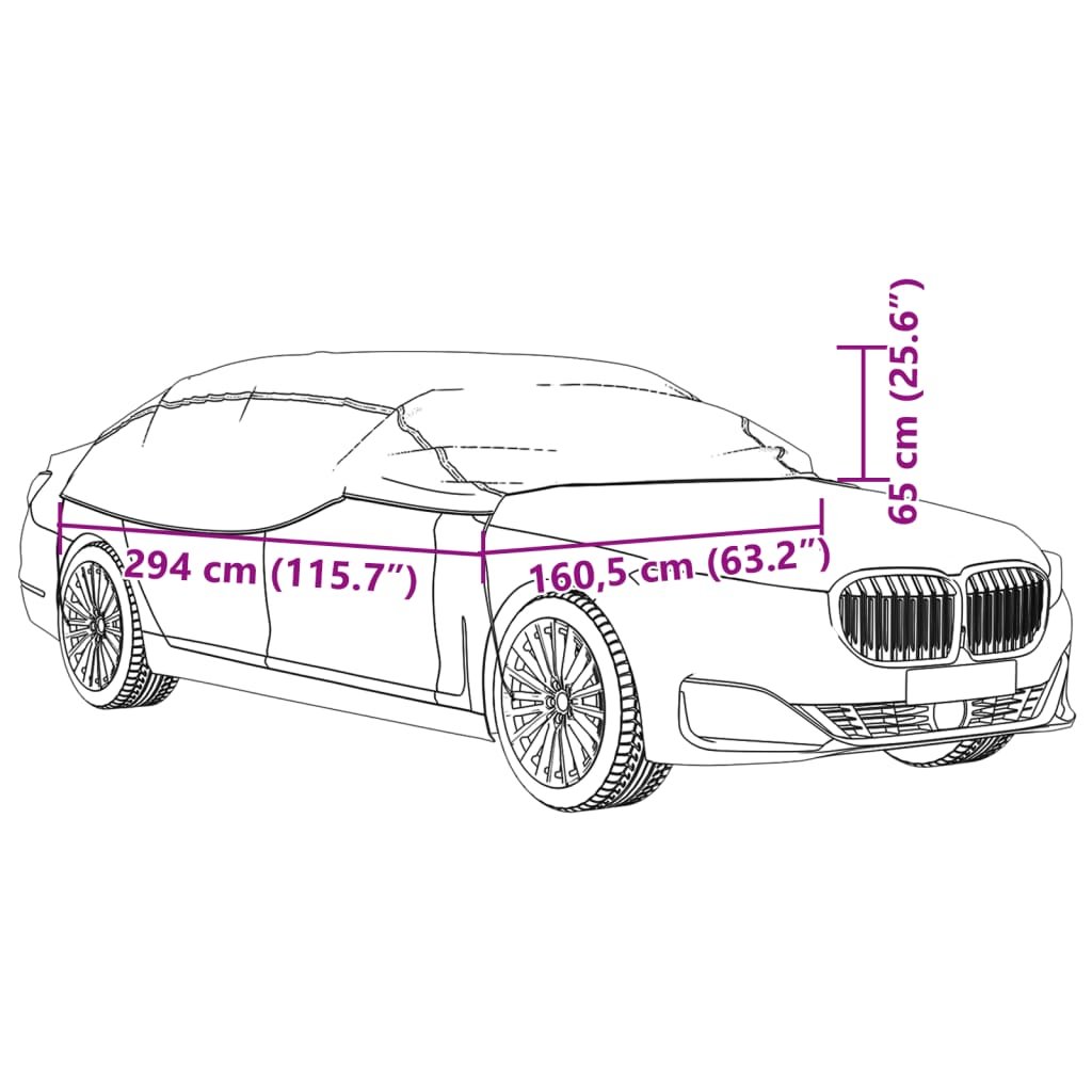Half Car Cover with Hooks Silver L