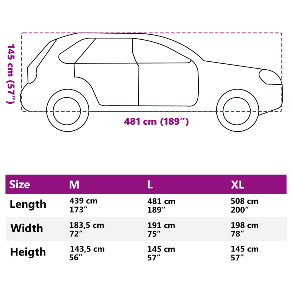 Car Cover for SUV Full Grey L Non-Woven Fabric