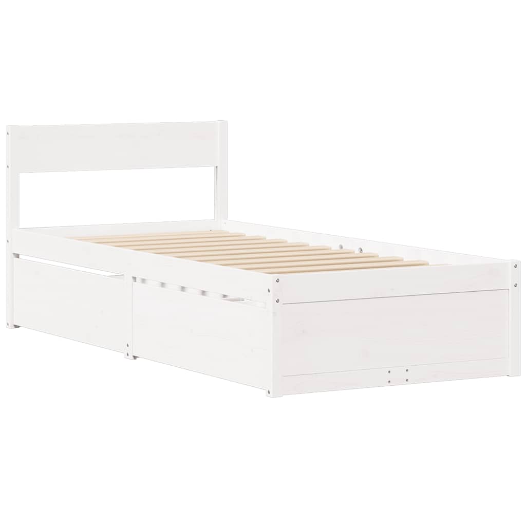 Bed Frame without Mattress White 100x200 cm Solid Wood Pine