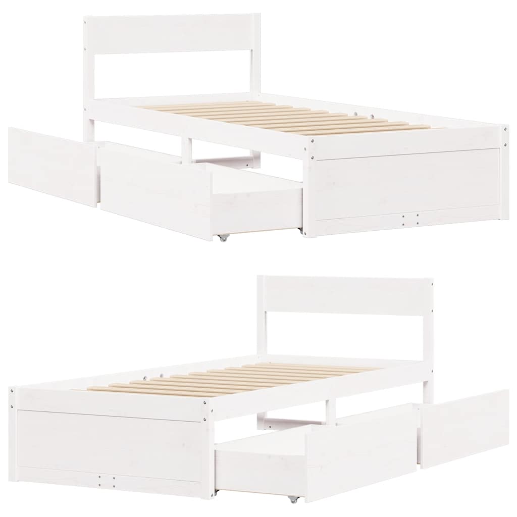 Bed Frame without Mattress White 100x200 cm Solid Wood Pine