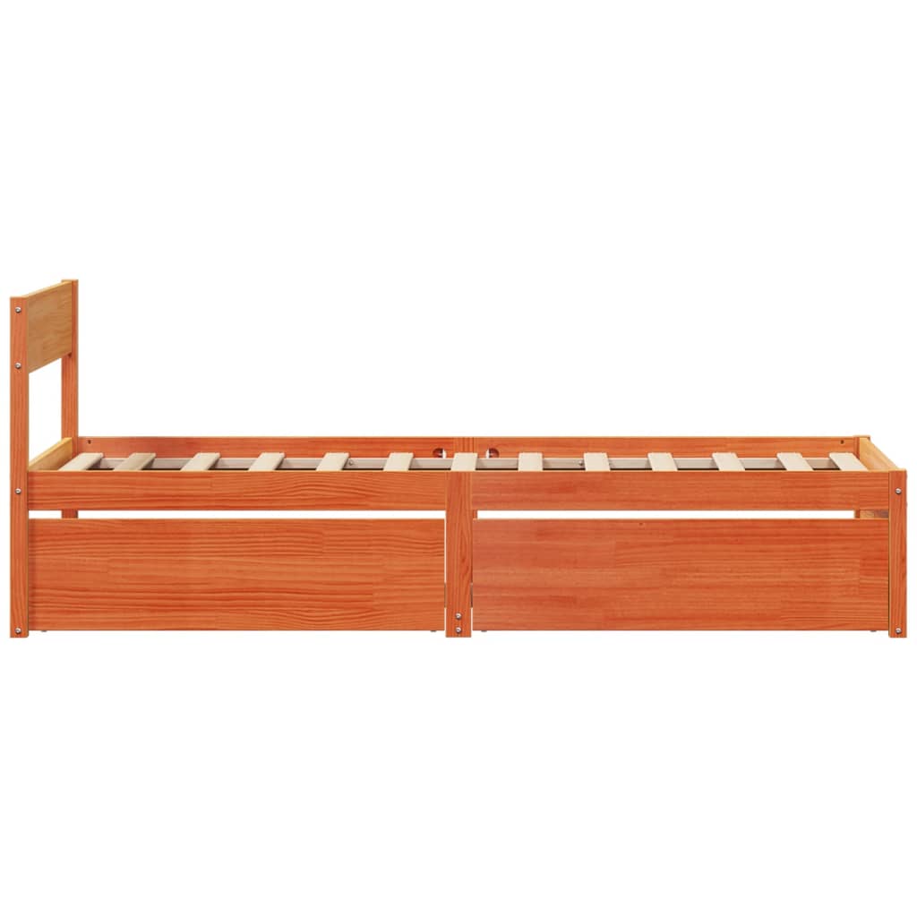 vidaXL Bed Frame without Mattress Wax Brown 100x200 cm Solid Wood Pine