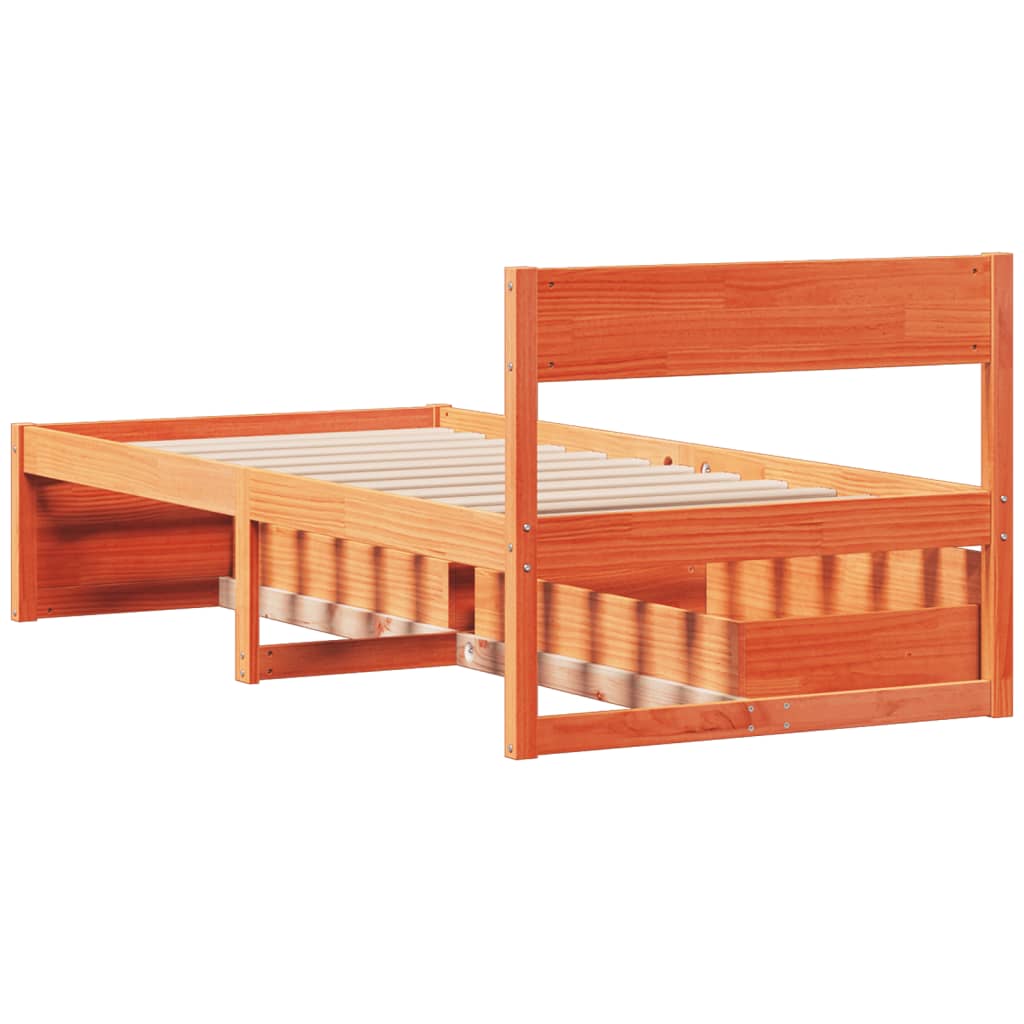 vidaXL Bed Frame without Mattress Wax Brown 100x200 cm Solid Wood Pine