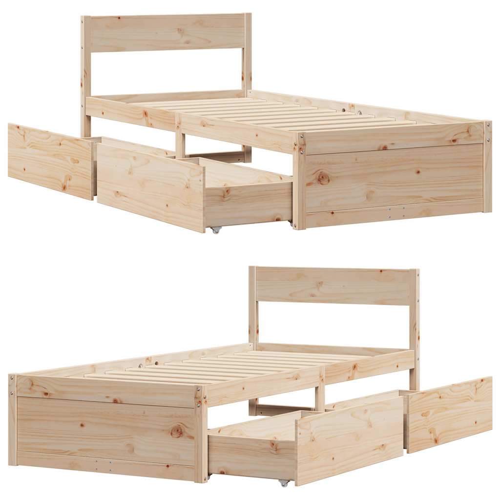 Bed Frame without Mattress 90x200 cm Solid Wood Pine