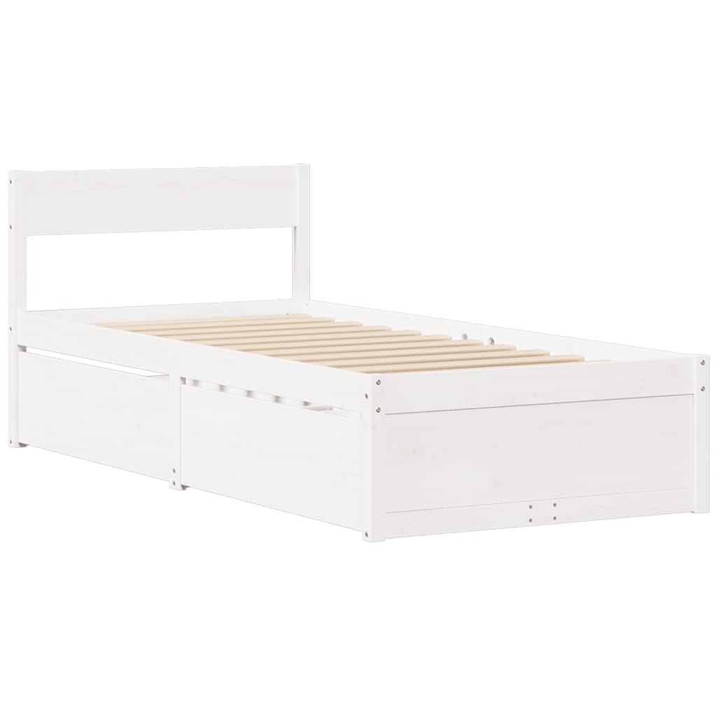 vidaXL Bed Frame without Mattress White 90x200 cm Solid Wood Pine