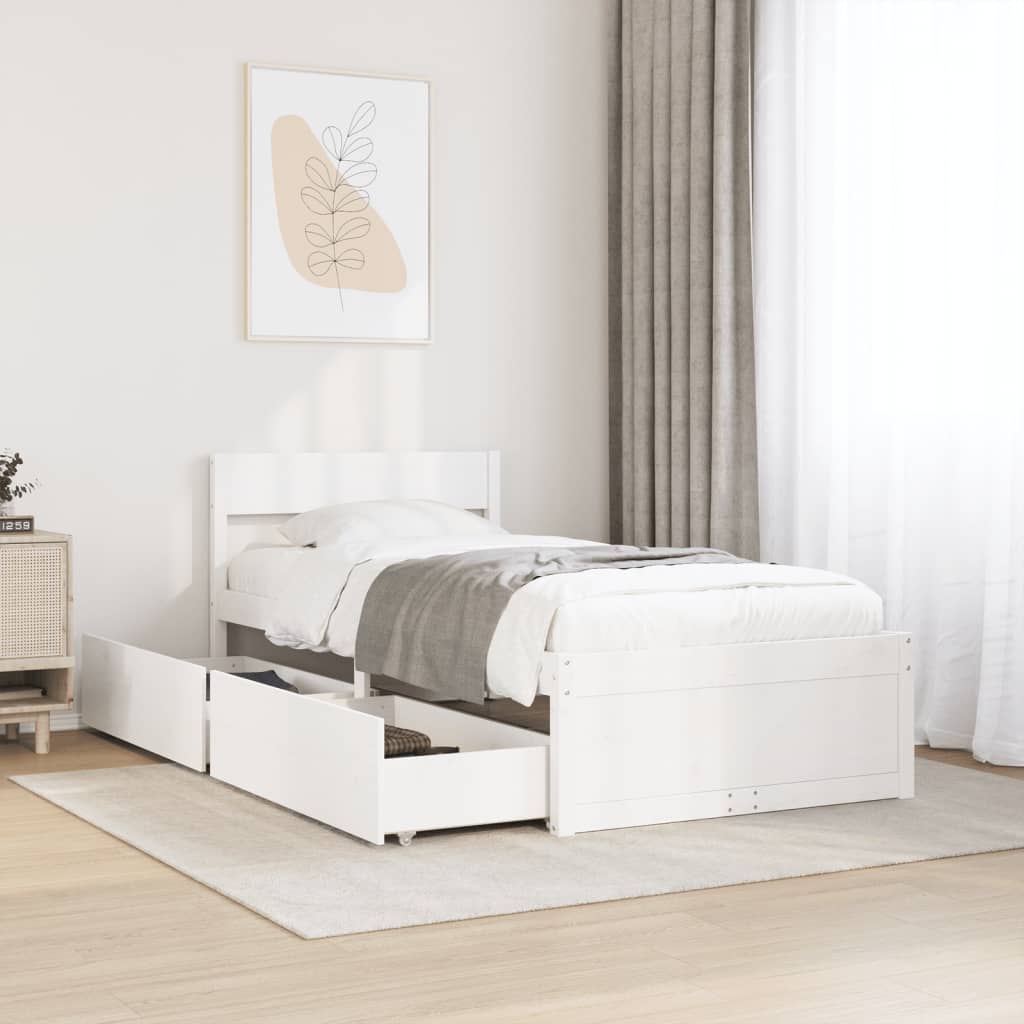 vidaXL Bed Frame without Mattress White 90x200 cm Solid Wood Pine