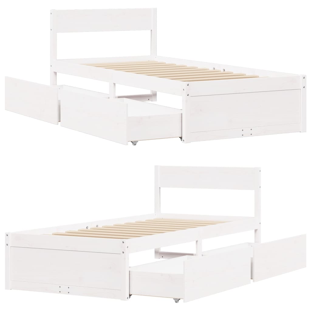 vidaXL Bed Frame without Mattress White 90x200 cm Solid Wood Pine