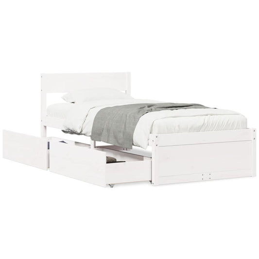 vidaXL Bed Frame without Mattress White 90x200 cm Solid Wood Pine