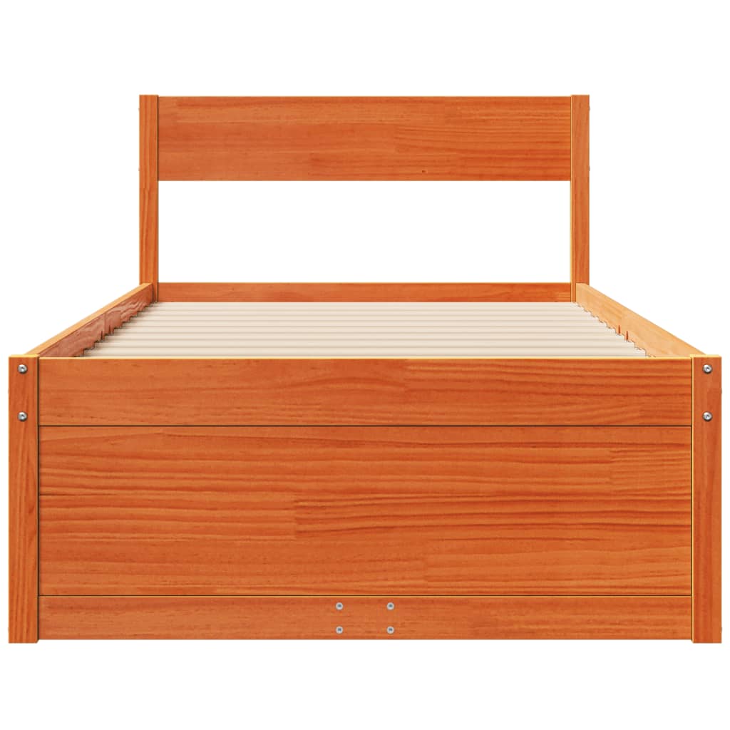 vidaXL Bed Frame without Mattress Wax Brown 90x200 cm Solid Wood Pine