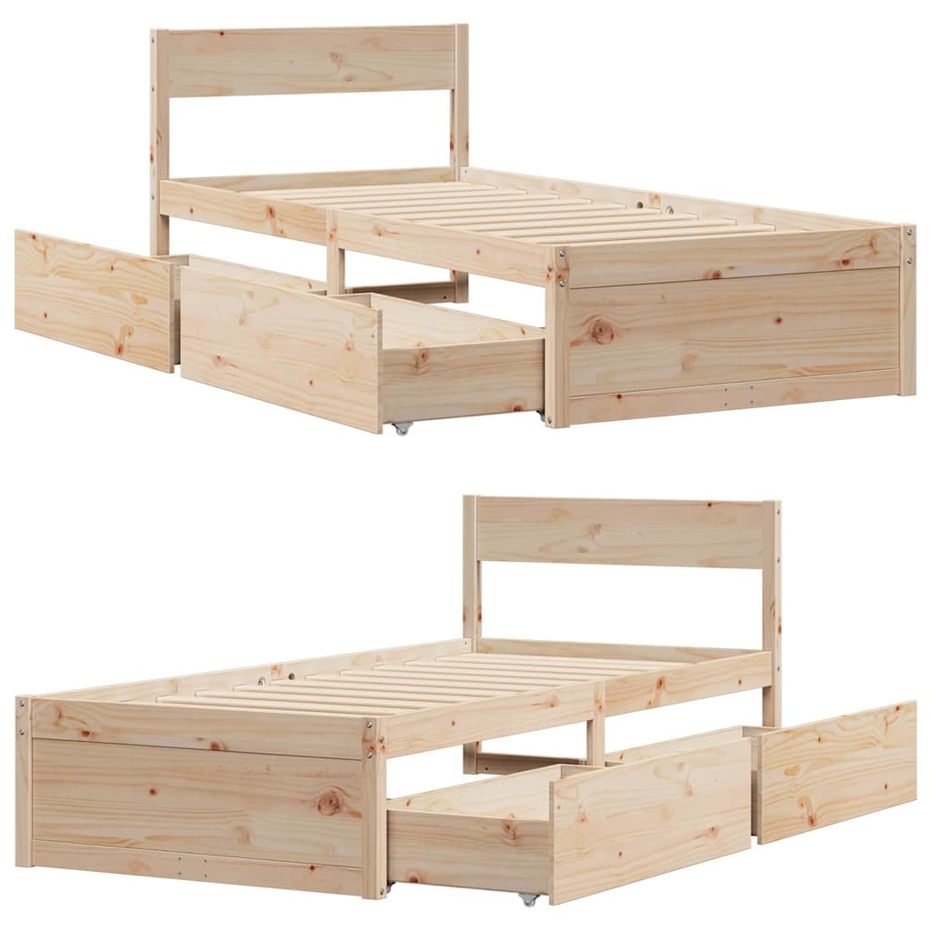 Bed Frame without Mattress 90x190 cm Single Solid Wood Pine