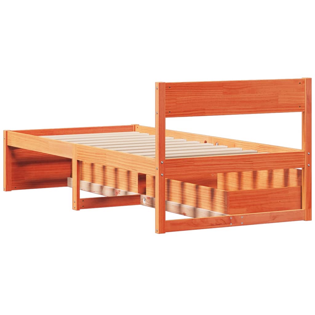 vidaXL Bed Frame without Mattress Wax Brown 90x190 cm Single Solid Wood Pine