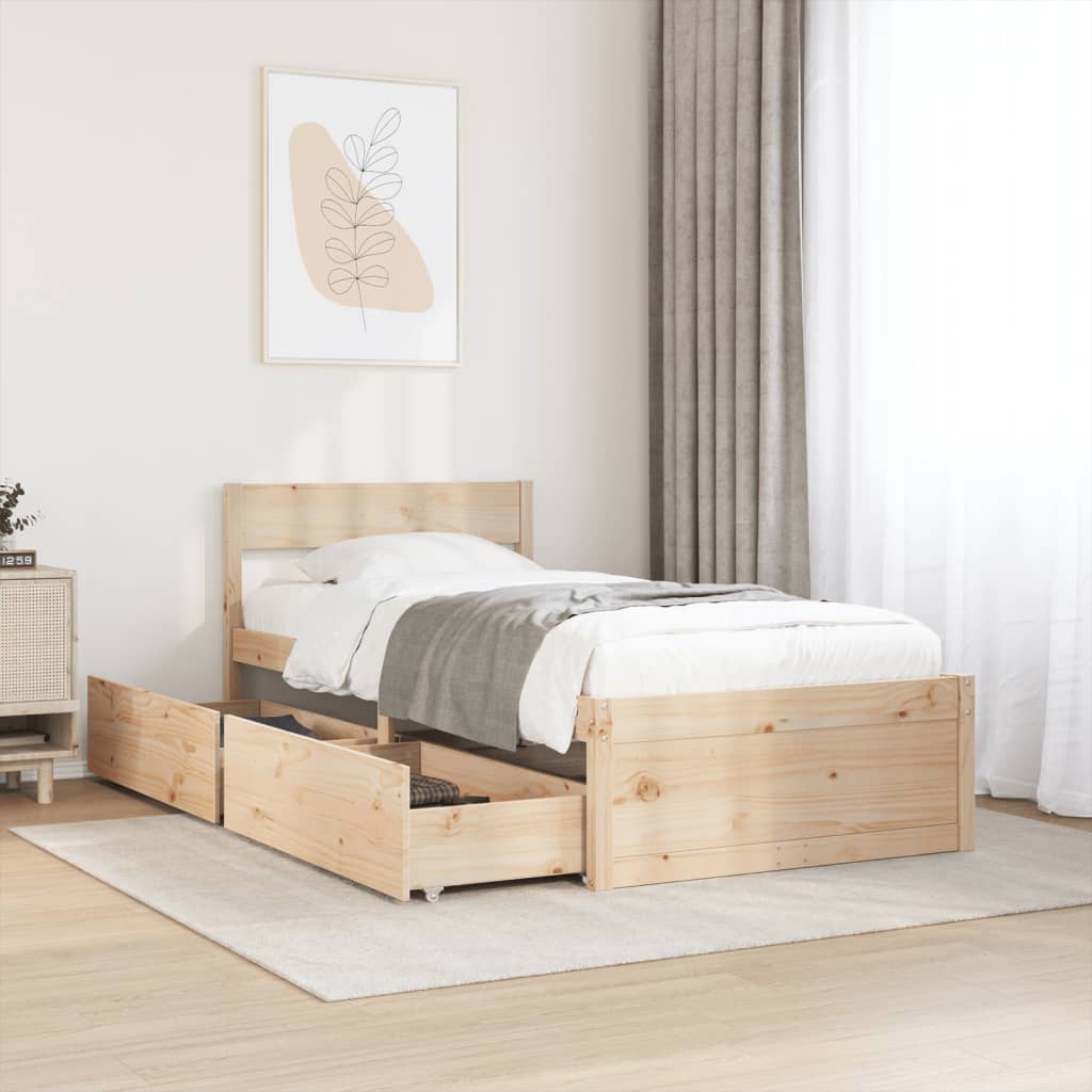 vidaXL Bed Frame without Mattress 75x190 cm Small Single Solid Wood Pine