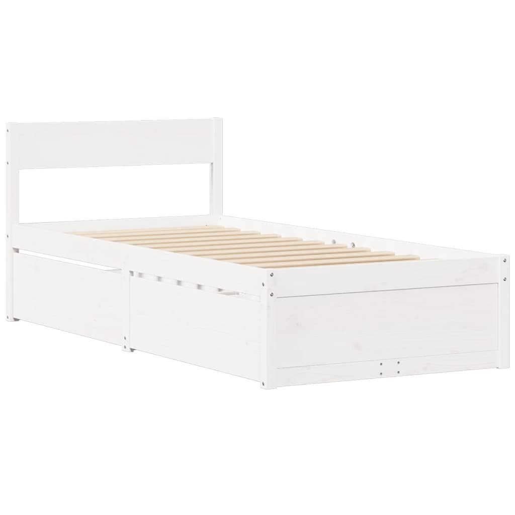 vidaXL Bed Frame without Mattress White 75x190 cm Small Single Solid Wood Pine