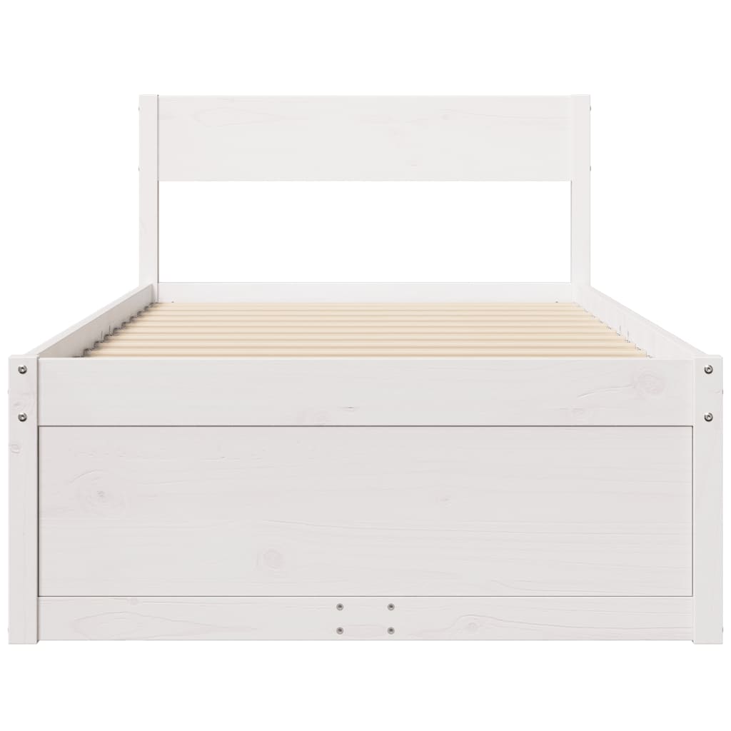 vidaXL Bed Frame without Mattress White 75x190 cm Small Single Solid Wood Pine