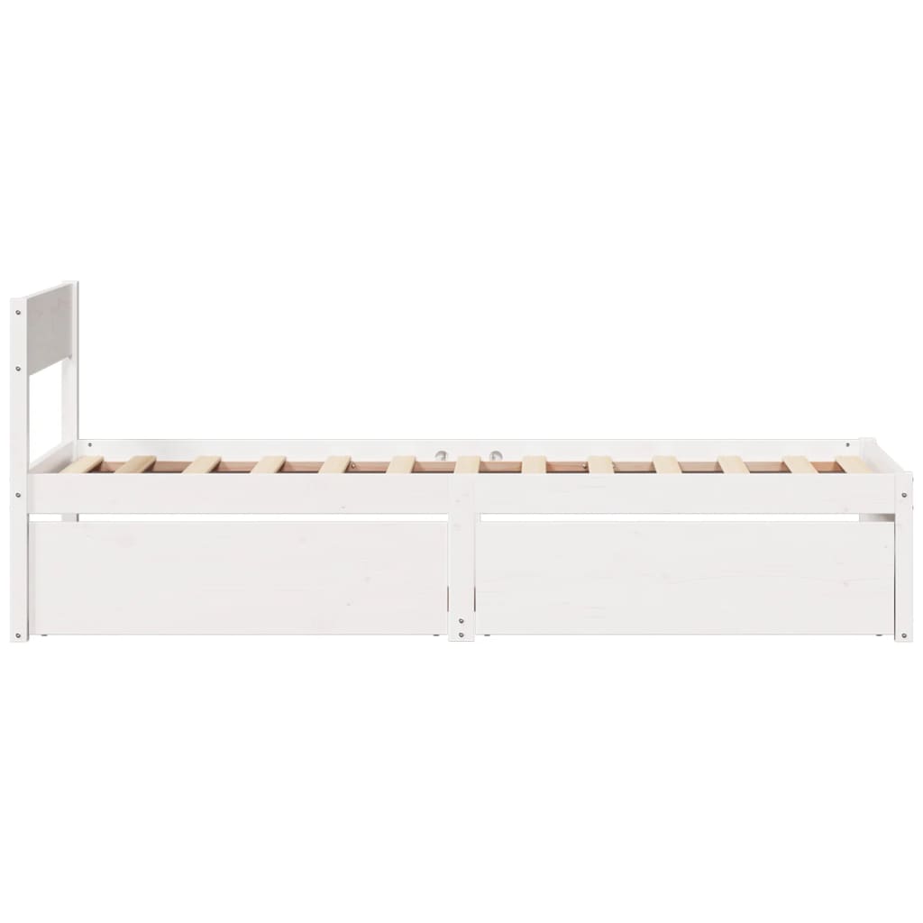 vidaXL Bed Frame without Mattress White 75x190 cm Small Single Solid Wood Pine