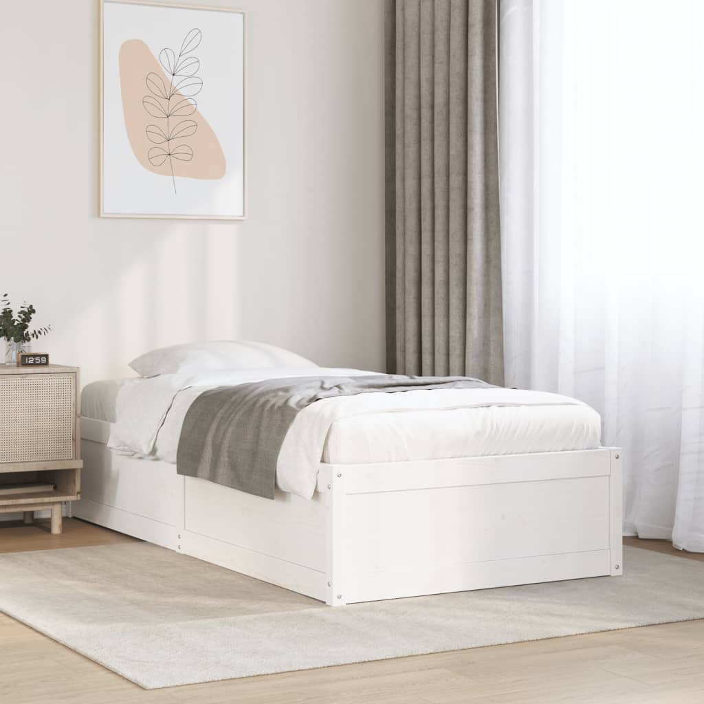 vidaXL Bed Frame without Mattress White 90x200 cm Solid Wood Pine