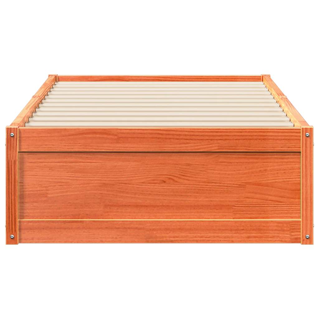 Bed Frame without Mattress Wax Brown 90x200 cm Solid Wood Pine