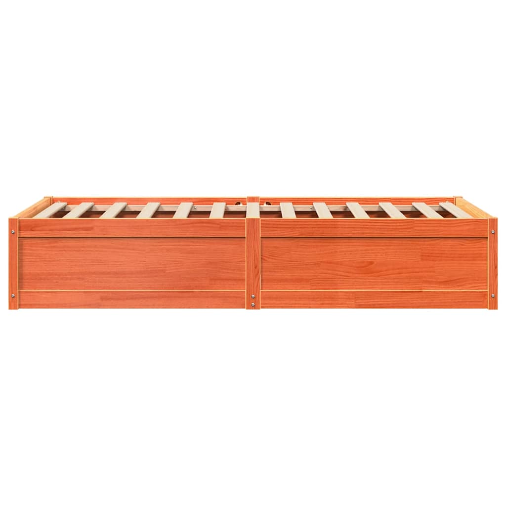 Bed Frame without Mattress Wax Brown 90x200 cm Solid Wood Pine