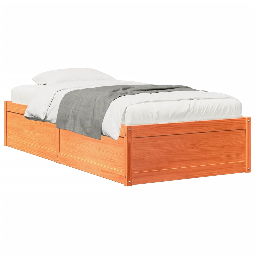 vidaXL Bed Frame without Mattress Wax Brown 90x190 cm Single Solid Wood Pine