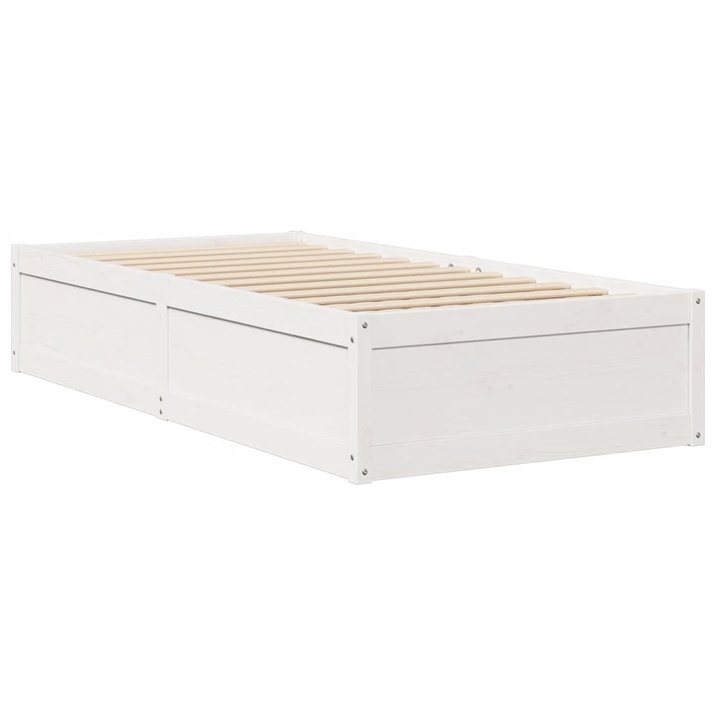 vidaXL Bed Frame without Mattress White 75x190 cm Small Single Solid Wood Pine