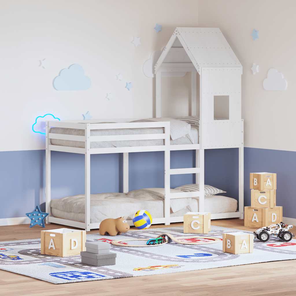 Kids' Bed Roof White 60x89x134.5 cm Solid Wood Pine
