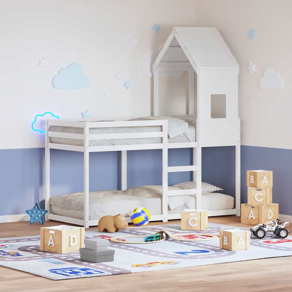 Kids' Bed Roof White 60x99x139.5 cm Solid Wood Pine