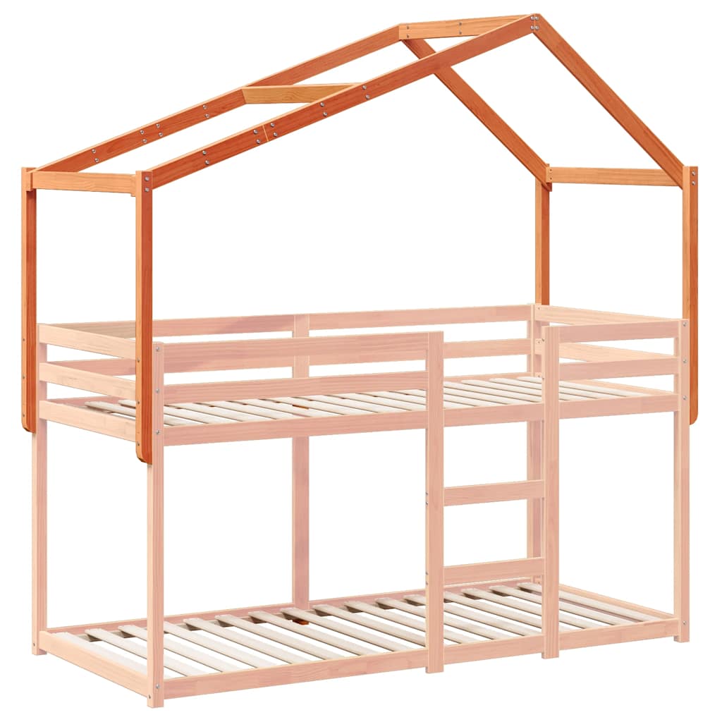 Kids' Bed Roof Wax Brown 213x95.5x144.5 cm Solid Wood Pine