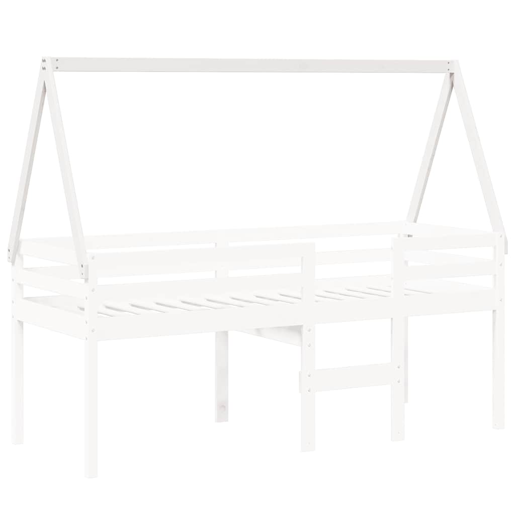 Kids' Bed Roof White 209x95.5x88 cm Solid Wood Pine