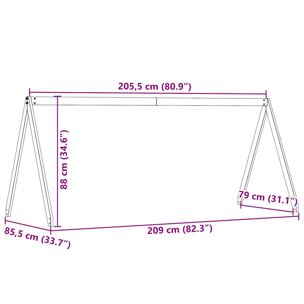 Kids' Bed Roof Wax Brown 209x85.5x88 cm Solid Wood Pine