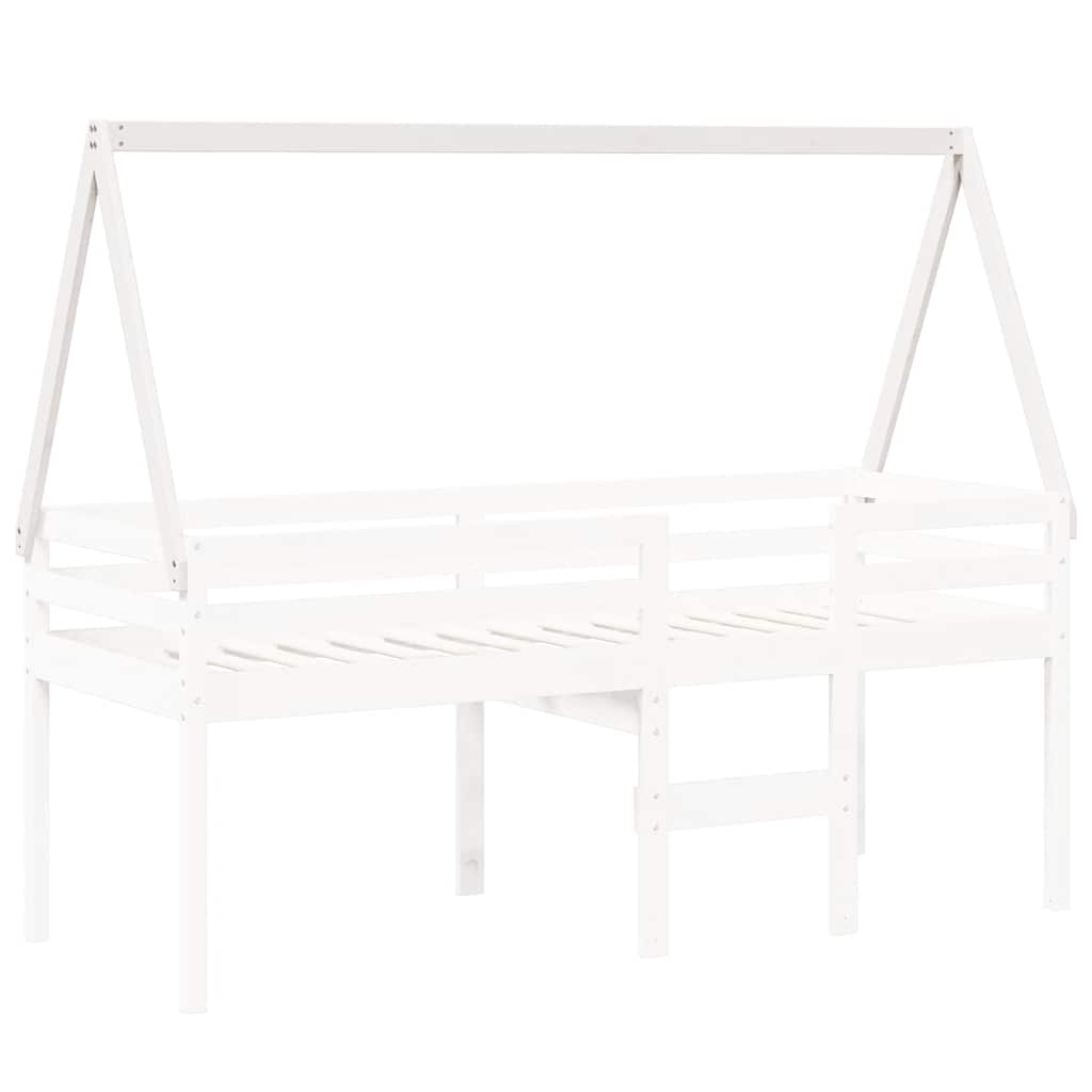 Kids' Bed Roof White 199x80.5x88 cm Solid Wood Pine