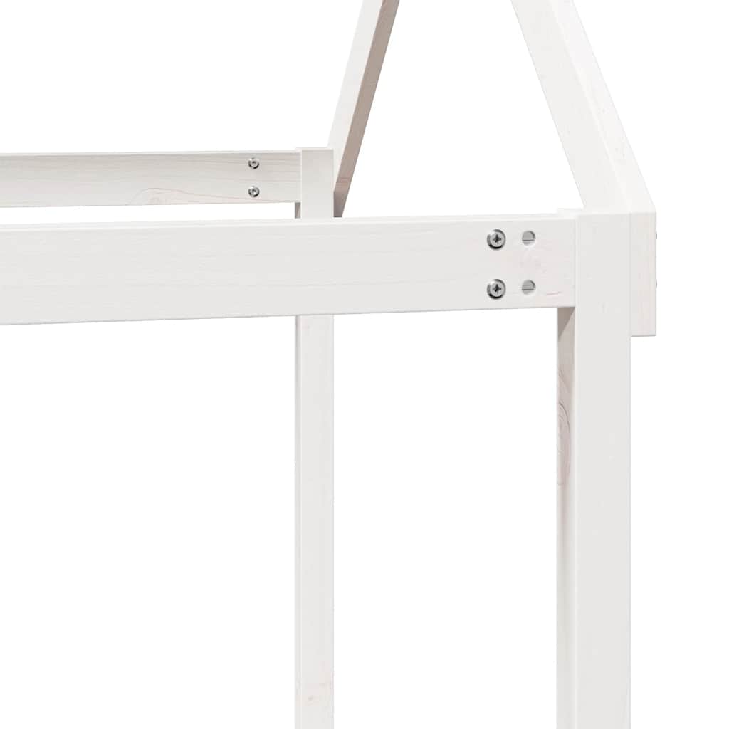 Kids' Bed Roof White 207x95.5x159 cm Solid Wood Pine