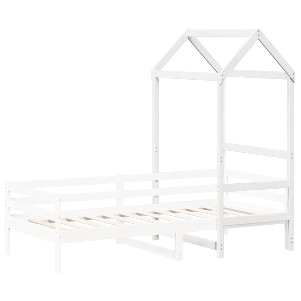 Kids' Bed Roof White 118x70x176.5 cm Solid Wood Pine