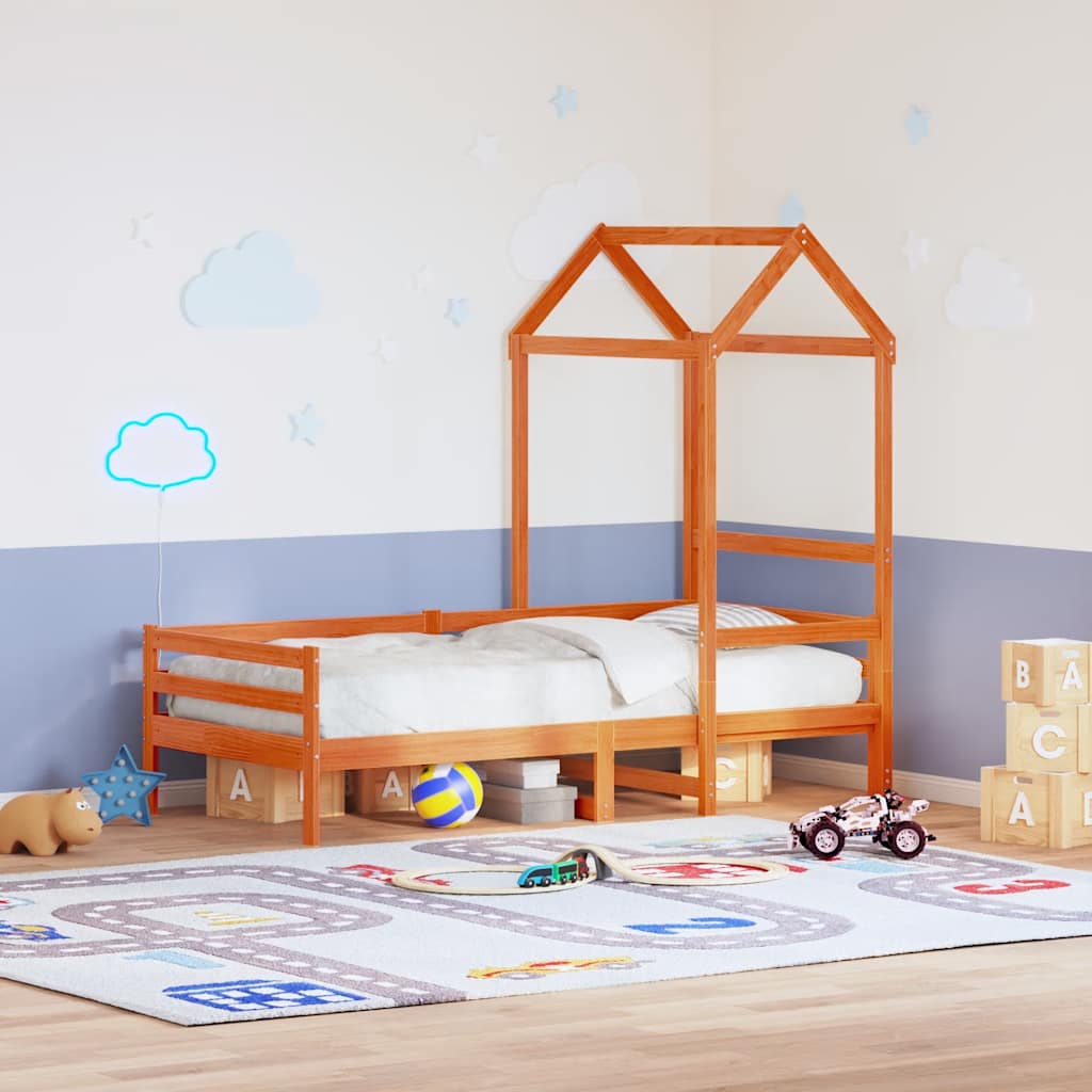 Kids' Bed Roof Wax Brown 98x70x176.5 cm Solid Wood Pine